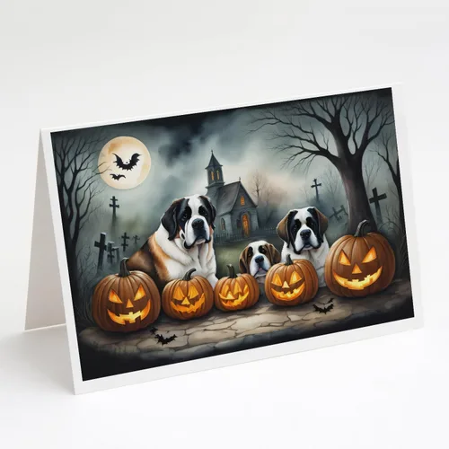 Miniatura 17 de Caroline's Treasures DAC2018GCA7P - Tarjetas de felicitación y sobres de Halloween espeluznantes de Border Collie, paquete de 8 tarjetas en blanco
