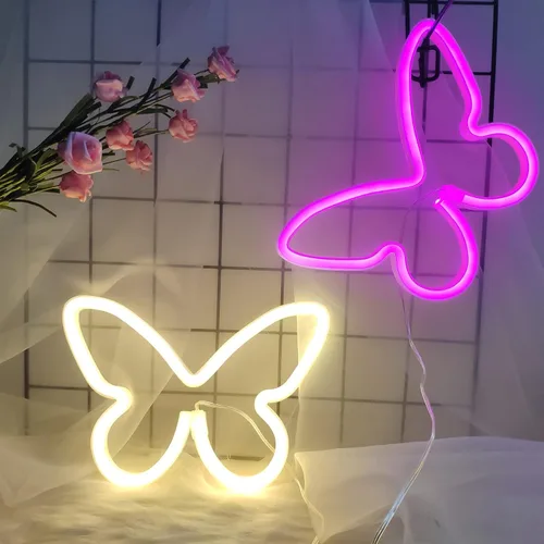 Miniatura 8 de ENUOLI - Luces decorativas LED de neón en forma de mariposa, letrero de neón con forma de mariposa, decoración de luz de neón, funciona