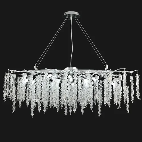 Miniatura 19 de Lámpara de araña moderna de cristal en forma de gota de lluvia, lámpara lineal negra rectangular de 40' de la serie Art Deco con forma de rama