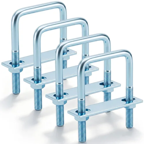 Miniatura 23 de Dunzy 6 pernos cuadrados en U chapados en zinc, perno en U de acero al carbono resistente, suministros industriales y científicos para tubo