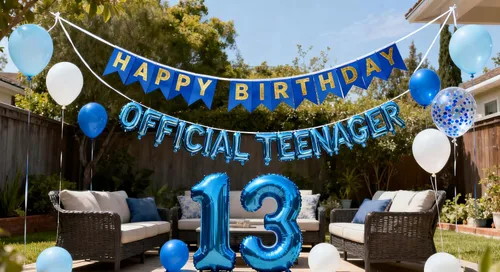 Miniatura 9 de Decoraciones oficiales de cumpleaños número 13 para adolescentes, globos de papel de aluminio con estrella del número 13, globos de confeti