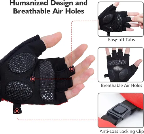 Miniatura 3 de AKASO Guantes de ciclismo de medio dedo, guantes de bicicleta para hombres y mujeres, guantes de ciclismo para mujeres, guantes de MTB