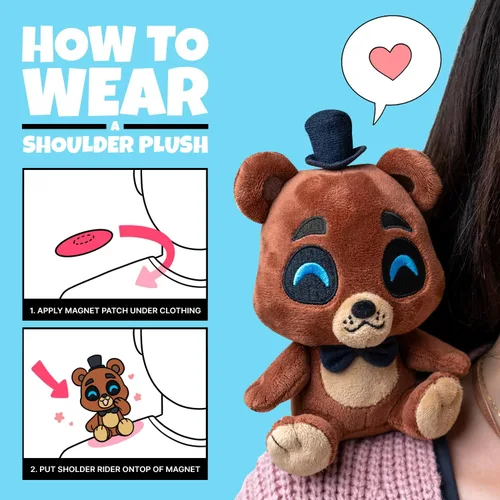 Miniatura 6 de Youtooz FNAF Freddy Muñeco de felpa de 6 Pulgadas para hombro, Muñeco de felpa magnético blando coleccionable para el hombro de Freddy de Five