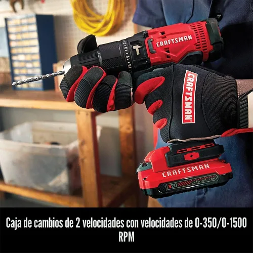 Miniatura 4 de CRAFTSMAN V20 Kit de taladro de martillo inalámbrico, 1/2 pulgada, 2 baterías y cargador incluidos (CMCD711C2)