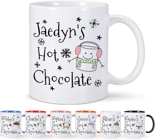 Miniatura 8 de COLBEAR Tazas de Navidad con nombre personalizado, taza de café de Navidad para niños, taza de chocolate caliente, taza de cacao caliente, taza