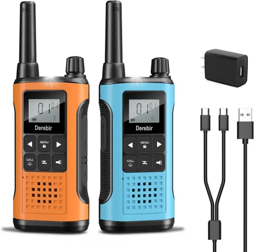 Miniatura 15 de Walkie Talkies para adultos, paquete de 2, walkie talkies recargables de largo alcance, 22 canales FRS, radios de 2 vías con alerta meteorológica