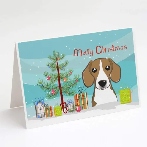 Miniatura 38 de Caroline's Treasures BB1616GCA7P - Tarjetas de felicitación y sobres de árbol de Navidad y sabueso afgano, paquete de 8 tarjetas en blanco
