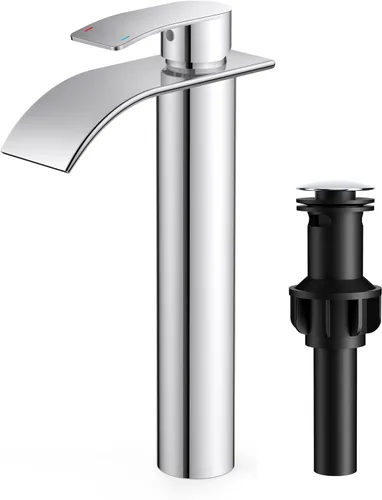 Miniatura 17 de FORIOUS Grifos de baño negros y dorados, cascada de 4 pulgadas con drenaje desplegable de metal y manguera cUPC para lavabo, tocador, RV, pedestal