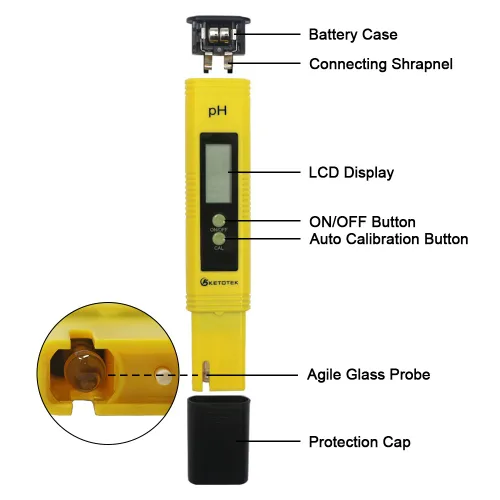 Miniatura 3 de KETOTEK Medidor digital de pH para agua, medidor de pluma de pH con ATC, probador de pH con rango de medición de 0.00-16.00ph para agua potable