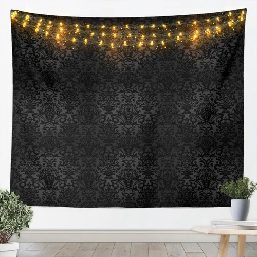 Feelyou Tapiz bohemio de damasco, adorno antiguo de estilo barroco para colgar en la pared, tamaño pequeño, 51 x 59 pulgadas, patrón europeo floral,