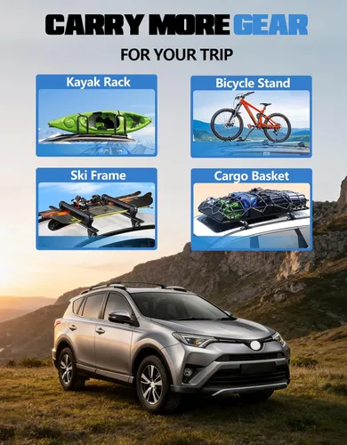 Miniatura 5 de FengYu Barras Transversales de Techo Compatibles con Toyota RAV4 2013-2018 con Rieles Laterales, Barras Transversales de Aluminio, Portaequipajes