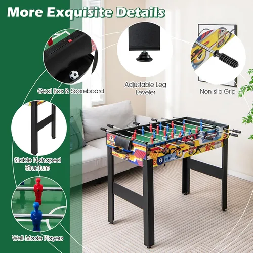 Miniatura 7 de Giantex Mesa de juego múltiple 12 en 1, mesas de juego combinadas de 48 pulgadas con futbolín, hockey, ping pong, piscina, ajedrez, bolos, damas