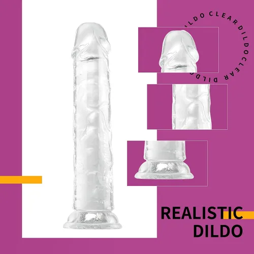 Miniatura 4 de Consolador realista, consolador de cristal de 8.5 pulgadas con base de ventosa fuerte, juego manos libres, material seguro para el cuerpo y juguetes