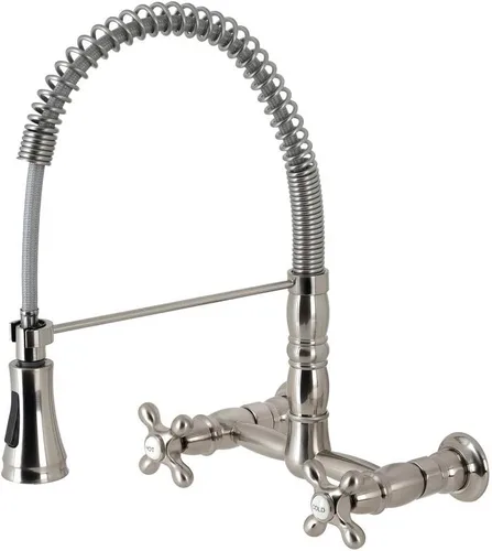 Miniatura 5 de Kingston Brass GS1273PL Heritage - Grifo de cocina con rociador extraíble, latón antiguo, 13.88 x 10 x 18.75 pulgadas