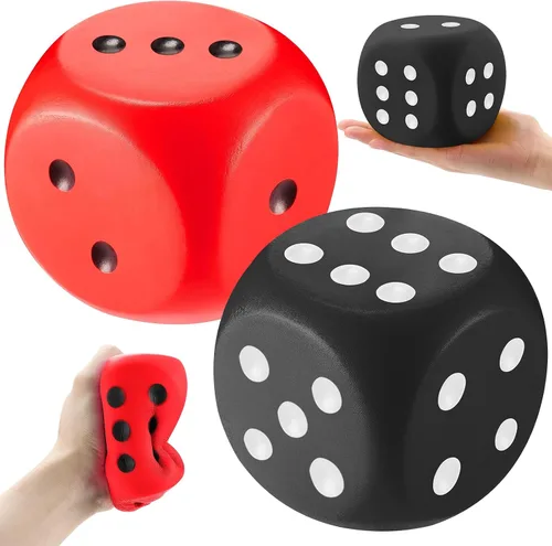 Miniatura 18 de Zomiboo 2 dados grandes de espuma de 2.3 pulgadas para el aula, gigantes de 6 caras, decoración de fiesta de casino, juguete para aliviar la azul