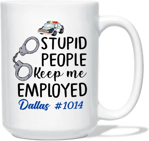 Miniatura 23 de Taza de café personalizada con nombre de oficial de policía en progreso, con nombre de oficial de policía estudiantil, taza de cerámica blanca