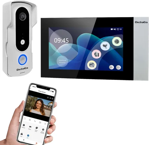 Sistema de Intercomunicador de Vídeo, Timbre de Puerta con Pantalla Táctil de 7 Pulgadas y Monitor, Kits de Cámara de Vídeo Soportan Desbloqueo,