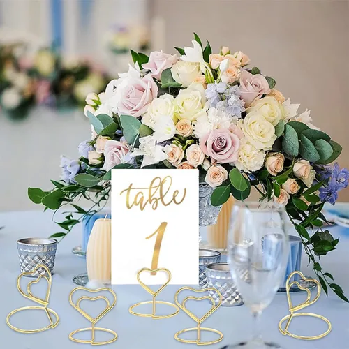 Miniatura 5 de ELANE 20 soportes para tarjetas de lugar para bodas, soportes para números de mesa de boda, tarjeteros para mesa, tarjetero de mesa (corazón)