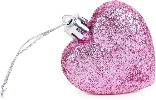 Miniatura 6 de Christmas Concepts® 0.315 x 2.362 in Baby Pink Glitter Corazón en forma de árbol de Navidad Adornos