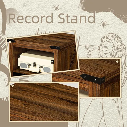 Miniatura 5 de Joaxswe Soporte para tocadiscos con almacenamiento de discos de vinilo, capacidad para hasta 160 álbumes, mesa giratoria grande de madera, estante