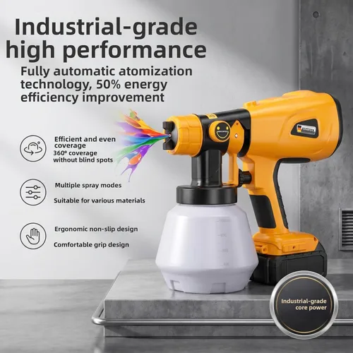 Miniatura 5 de DTEZTECH Pulverizador de pintura para batería Dewalt de 20 V (batería no incluida), pistola pulverizadora de mano inalámbrica HVLP de 200 W, motor