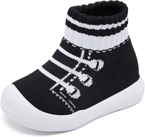 Engtoy - Zapatos tipo calcetín para caminar, antideslizantes y transpirables, pantuflas con suela de goma suave, tenis sin cordones para bebés,