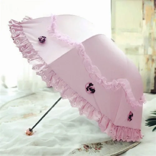 Miniatura 21 de Honeystore Paraguas plegable a prueba de rayos ultravioleta Princess Lace Parasol con cúpula anti-UV