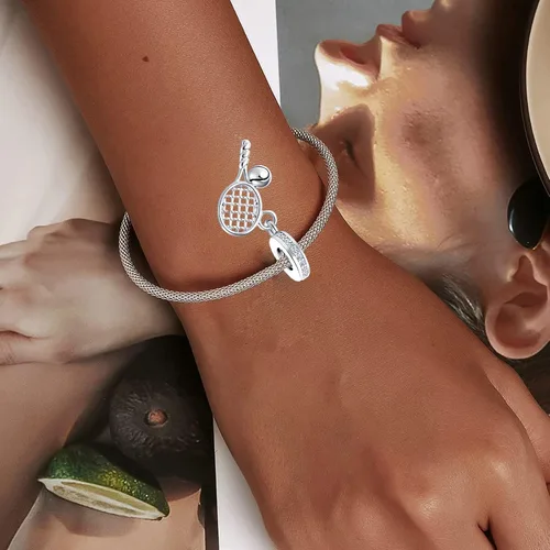 Miniatura 5 de YSAHan Abalorio deportivo con diseño de tenis y béisbol, para pulsera Pandora