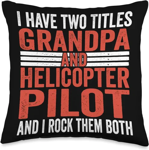 Aviation Aircraft and RC Helicopter Pilot Gifts Aviator Two Titles - Almohada de piloto para abuelo y helicóptero, 16 x 16 pulgadas, multicolor