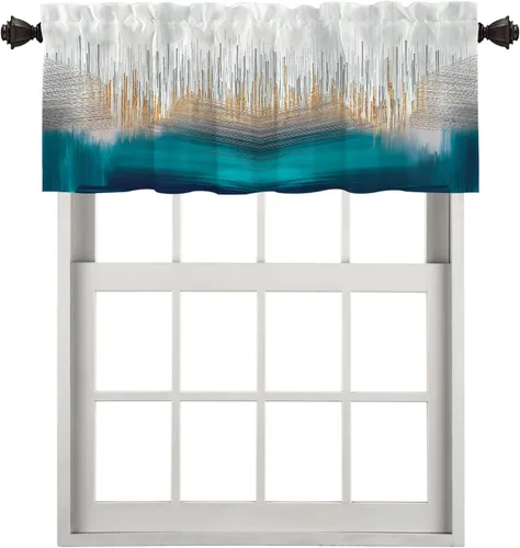 Miniatura 55 de Cortinas opacas de poliéster multicapa para cafetería, con diseño de diamantes, 2 unidades, 26 x 24 pulgadas