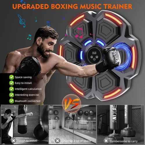 Miniatura 6 de Máquina de Boxeo con Música para Adultos - 9 Modos y 9 Velocidades, Máquina de Boxeo con Música Bluetooth con Guantes, Equipo de Entrenamiento