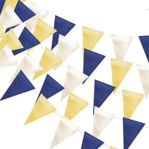 Miniatura 13 de MerryNine Banderines de bandera triangular, paquete de 3 banderines de estilo vintage de 30 pies para bodas, baby shower, eventos y fiestas, 45