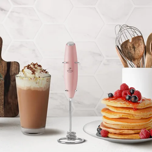 Miniatura 579 de Zulay Milk Boss Espumador de leche potente manual, hace espuma para latte, batidor para mezclar bebidas, café, miniespumador para capuchino, frappé
