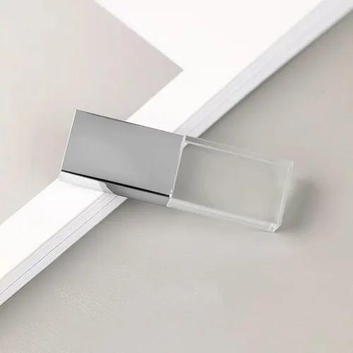 Miniatura 3 de Nuevo rectángulo transparente cristalino USB Flash Drive Regalo de boda Pen Drive, plata