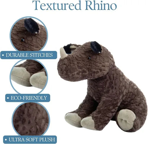 Miniatura 5 de The Petting Zoo Rinoceronte de peluche, regalos para niños, animales salvajes del zoológico Onez, juguete de peluche de rinoceronte texturizado