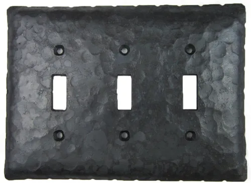 Rustic Rancho - Placa de interruptor de palanca triple de hierro forjado EPH431 (cera natural)