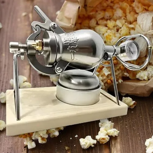 Miniatura 8 de Mini máquina de palomitas de maíz de mano retro, máquina de palomitas de maíz de acero inoxidable de alta presión, estilo chino vintage, ideal