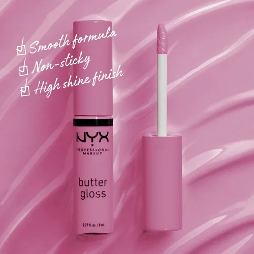Miniatura 2 de NYX MAQUILLAJE PROFESIONAL Brillo de mantequilla, brillo de labios no pegajoso, - Eclair (rosa)