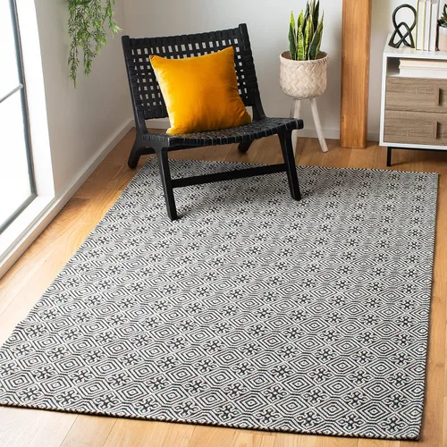 Martha Stewart x SAFAVIEH - Colección de alfombras de área de 8 x 10 pies, carbón y gris, tejido plano, de algodón, ideal para sala de estar,