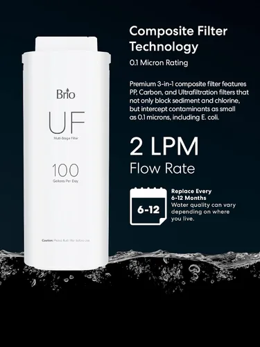 Miniatura 3 de Brio Reemplazo del filtro de agua de ultrafiltración de 3 etapas para sistemas de filtración UF100FBLK y UF100FWHT