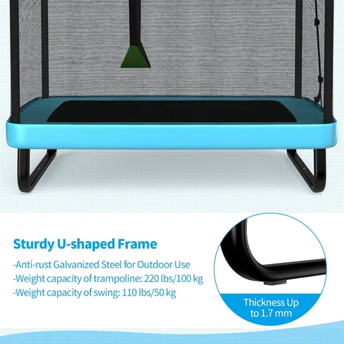 Miniatura 3 de Giantex Trampolín de 6 pies para niños con columpio, trampolines para niños pequeños con red de seguridad, aprobado por ASTM, mini trampolín