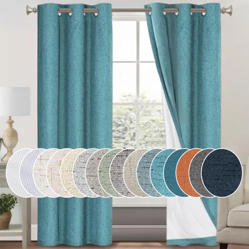 Miniatura 104 de Primitive - Cortinas opacas 100 % de lino texturizado natural para dormitorio, sala de estar, cortinas para ahorra energía, tela de arpillera