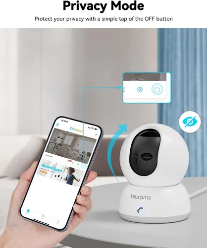 Miniatura 7 de blurams Cámaras para seguridad del hogar, cámara 2K para mascotas con aplicación de teléfono, cámaras interiores PTZ de 360°, conversación de 2