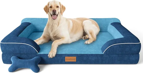 Miniatura 28 de CWAWZ Cama ortopédica para perros extra grandes, cama ortopédica para perros con espuma viscoelástica de gel refrescante, cama impermeable para Negro
