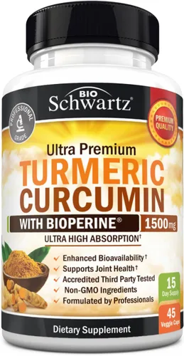 Miniatura 11 de Curcumina de cúrcuma con extracto de pimienta negra de 1500 mg - Suplemento de cúrcuma ultra potente de alta absorción con 95% de curcuminoides
