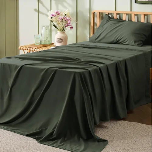 Miniatura 13 de Bedsure Sábanas de tamaño King – Sábanas suaves para cama de tamaño King, 4 piezas de hotel de lujo verde menta, juego de sábanas refrescantes de 11