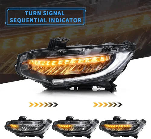 Miniatura 3 de VLAND Faros delanteros compatibles con Honda Civic 2016-2021 con señal de giro secuencial