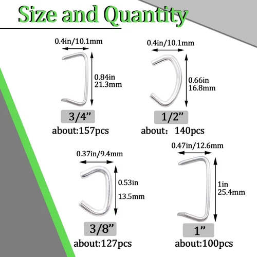 Miniatura 2 de Kit surtido de anillos de cerdo para tapicería profesional de 1 pulgada, 1/2 pulgadas, 3/4 pulgadas, 3/8 pulgadas, kit surtido de instalación