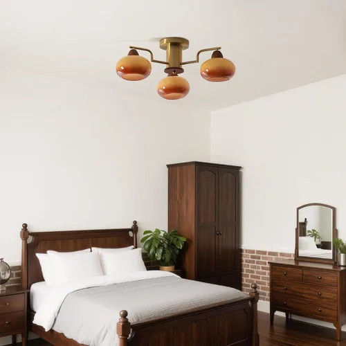 Miniatura 7 de KCO Lighting Lámpara de Techo Dorada de 3 Luces con Globo de Cristal Chandelier Sputnik Vintage Accesorio de Lámpara de Techo Sputnik Chandelier