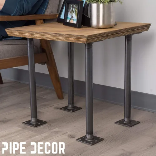 Miniatura 7 de PIPE DECOR - Brida de piso cuadrada de 1 pulgada, paquete de 4 unidades, hierro maleable, compatible con tubos de plomería de acero negro de un